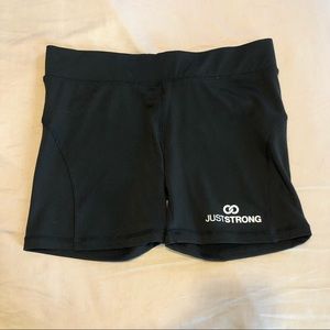 Just Strong black spandex bike shorts, size L